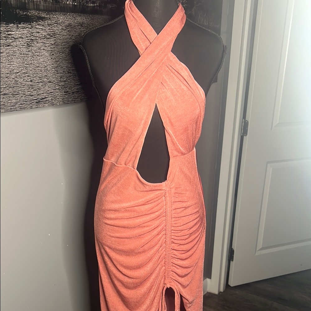 Private Label pink Halter Bodycon Dress Cocktail